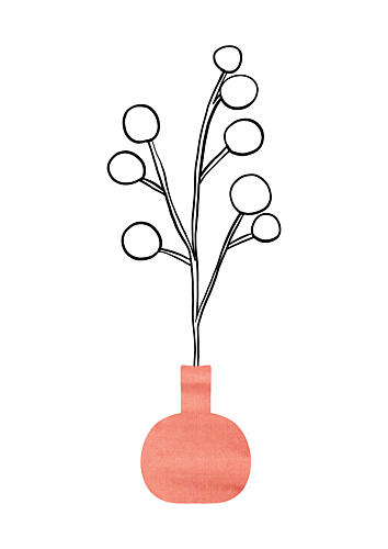 Minimalist Botanical Vase Art Print by Bainai