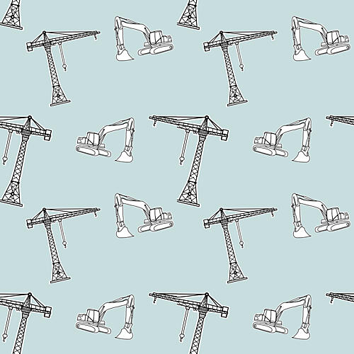 Construction Machines Pattern Art Print by Bainai