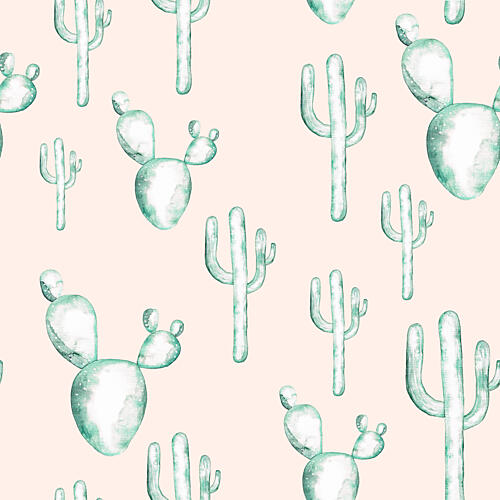 Watercolor of Cacti Art Print by Bainai