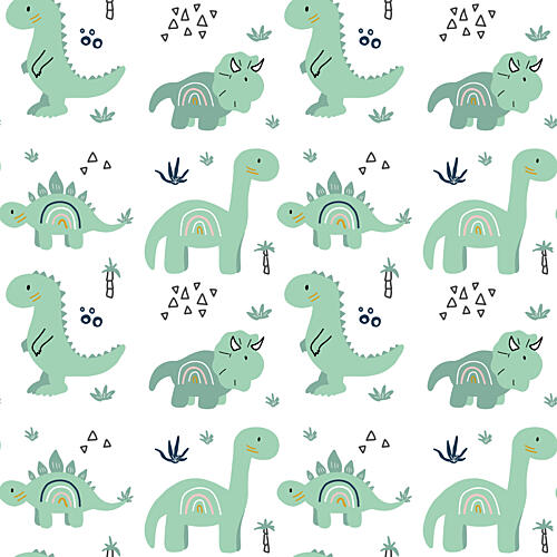 Cute Rainbow Dinosaurs Art Print by Bainai