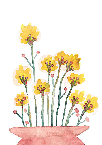 Bright Watercolor Blooms Art Print by Bainai