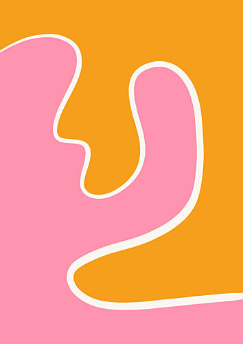 Flowing Pink Orange Shapes Art Print by Bainai