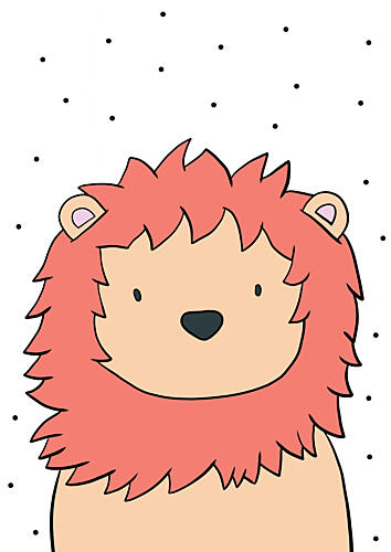 Cute Pink Lion Art Print by Bainai