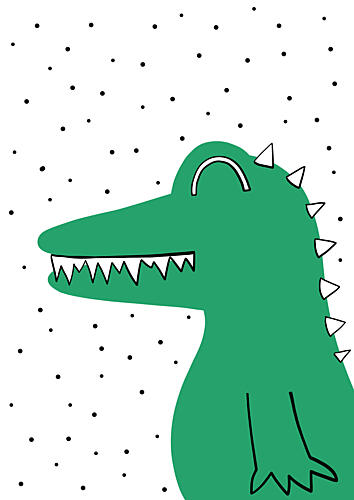 Smiling Green Crocodile Art Print by Bainai