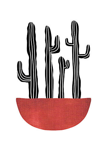 Modern Desert Cacti Art Print by Bainai