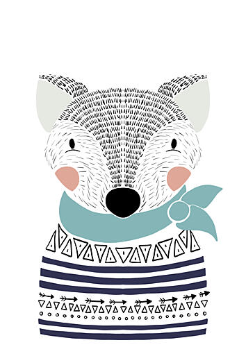 Cute Nordic Fox Art Print by Bainai