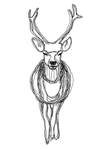 Graceful Deer Line Art Art Print by Bainai