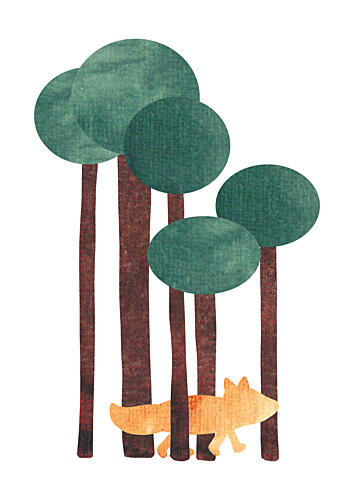 Woodland Fox Walk Art Print by Bainai
