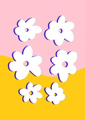 Groovy Doodle Flowers Art Print by Bainai