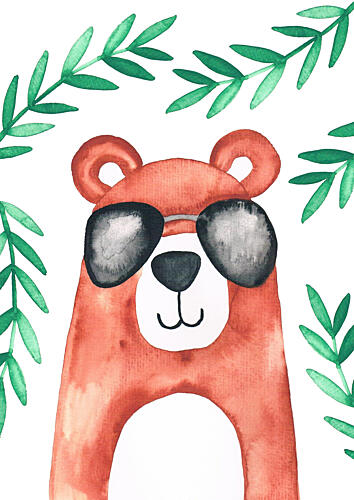 Cool Summer Bear Art Print by Bainai
