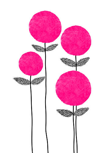 Playful Pink Flowers Art Print by Bainai