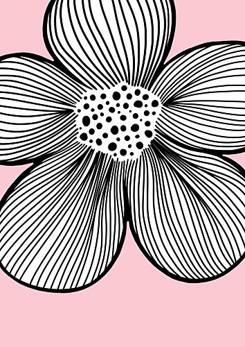 Pink Line Flower Art Print by Bainai