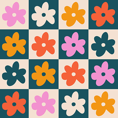 Groovy Floral Pattern Art Print by Bainai