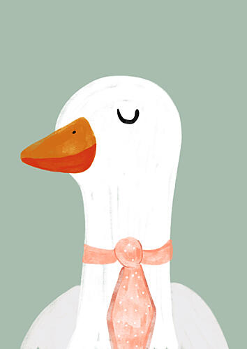 Goose with a Pink Tie Art Print by Bainai