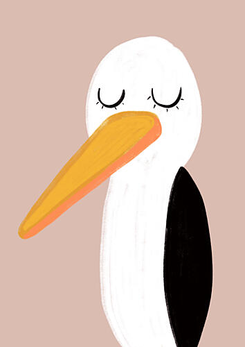 Sleepy White Bird Art Print by Bainai