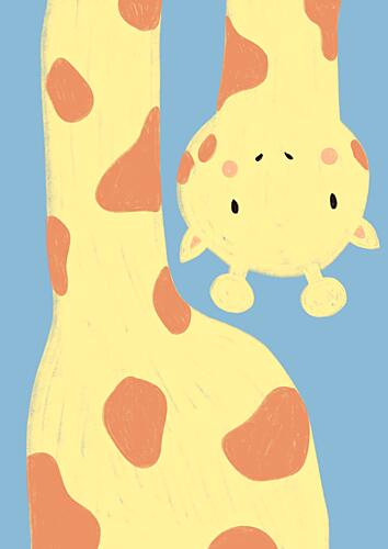 Playful Baby Giraffe Art Print by Bainai
