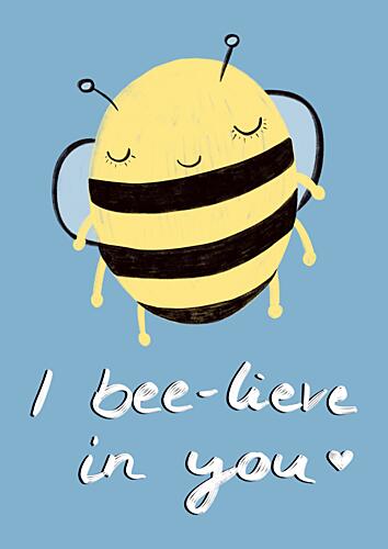 Cute Bee Believe Art Print by Bainai