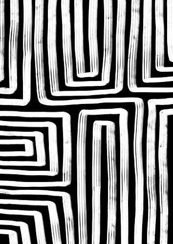 Abstract Brushstroke Maze Art Print by Bainai