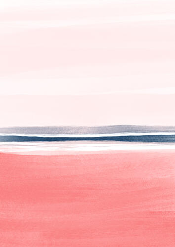 Blush and Blue Horizon Art Print by Bainai