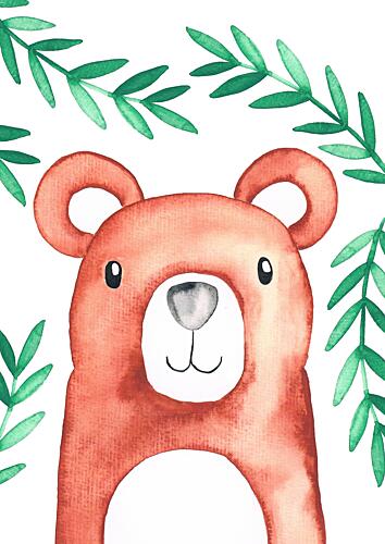 Cute Watercolor Bear Art Print by Bainai