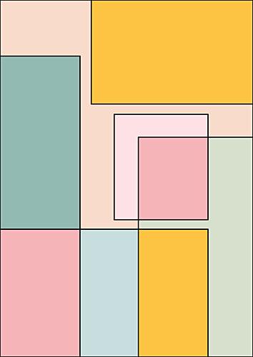 Soft Geometric Blocks Art Print by Bainai