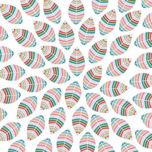 Pastel Striped Leaves Art Print by Bainai