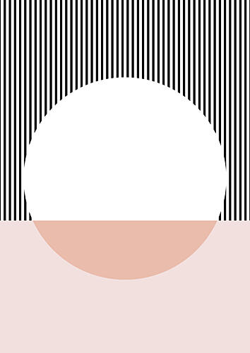 Geometric Peach Circle Art Print by Bainai
