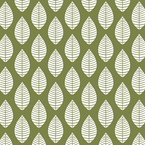 Olive Green Leaf Pattern Art Print by Bainai