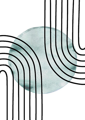 Abstract Teal Arcs Art Print by Bainai