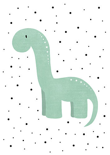 Playful Starry Dinosaur Art Print by Bainai