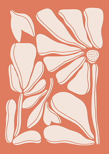 Warm Floral Forms Art Print by Bainai