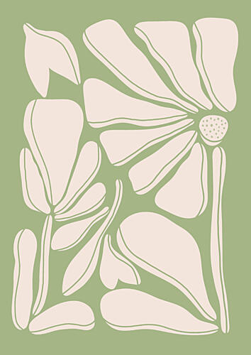 Soft Green Botanicals Art Print by Bainai