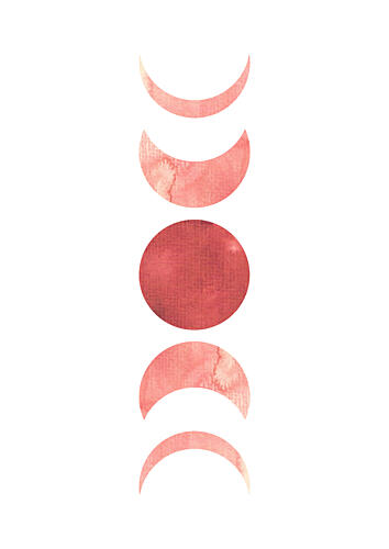 Moon Phases Watercolor Art Print by Bainai