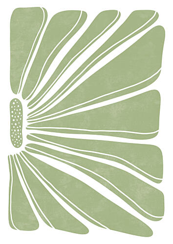 Sage Minimalist Flower Art Print by Bainai