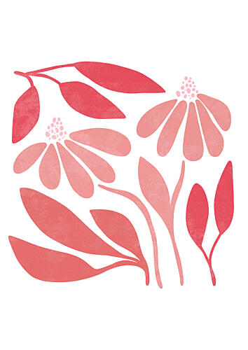 Abstract Pink Flowers Art Print by Bainai