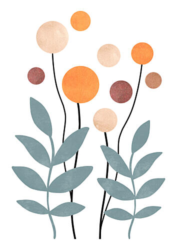 Muted Botanical Shapes Art Print by Bainai