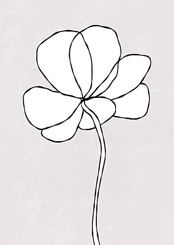 Minimalist Flower Outline Art Print by Bainai