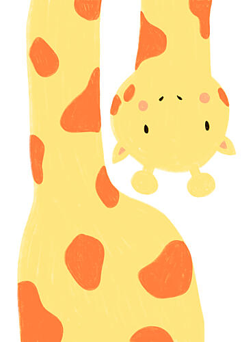 Baby Giraffe Upside Down Art Print by Bainai