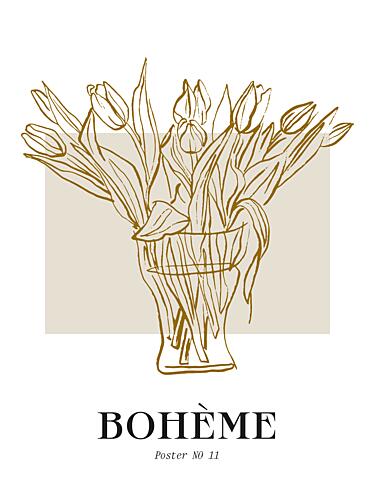 Golden Tulip Vase Art Print