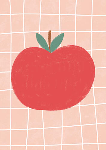 Red Apple Grid Art Print by Bainai