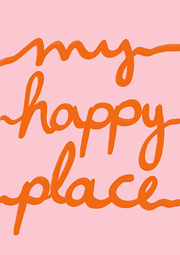 My Happy Place Script Art Print by Bainai