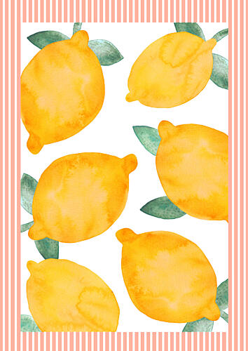 Fresh Watercolor Lemons Art Print by Bainai