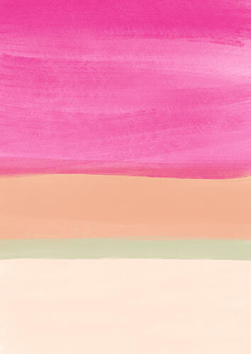 Pink Orange Abstract Landscape Art Print by Bainai