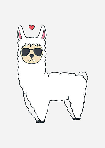 Cool Llama Heart Art Print by Bainai