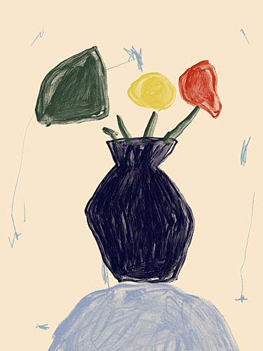 Vivid Vase Blooms Art Print