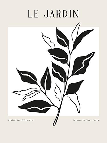 Monochrome Leaves Art Print