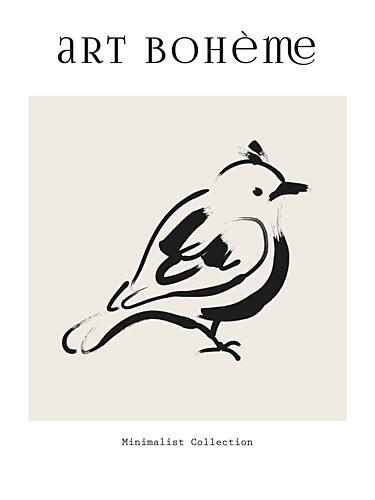 Brushstroke Bird Art Print