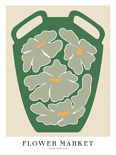 Green Floral Vase Art Print
