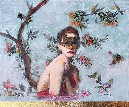Veiled in Crimson Art Print