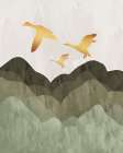 Golden Geese Fly Minimalist Print